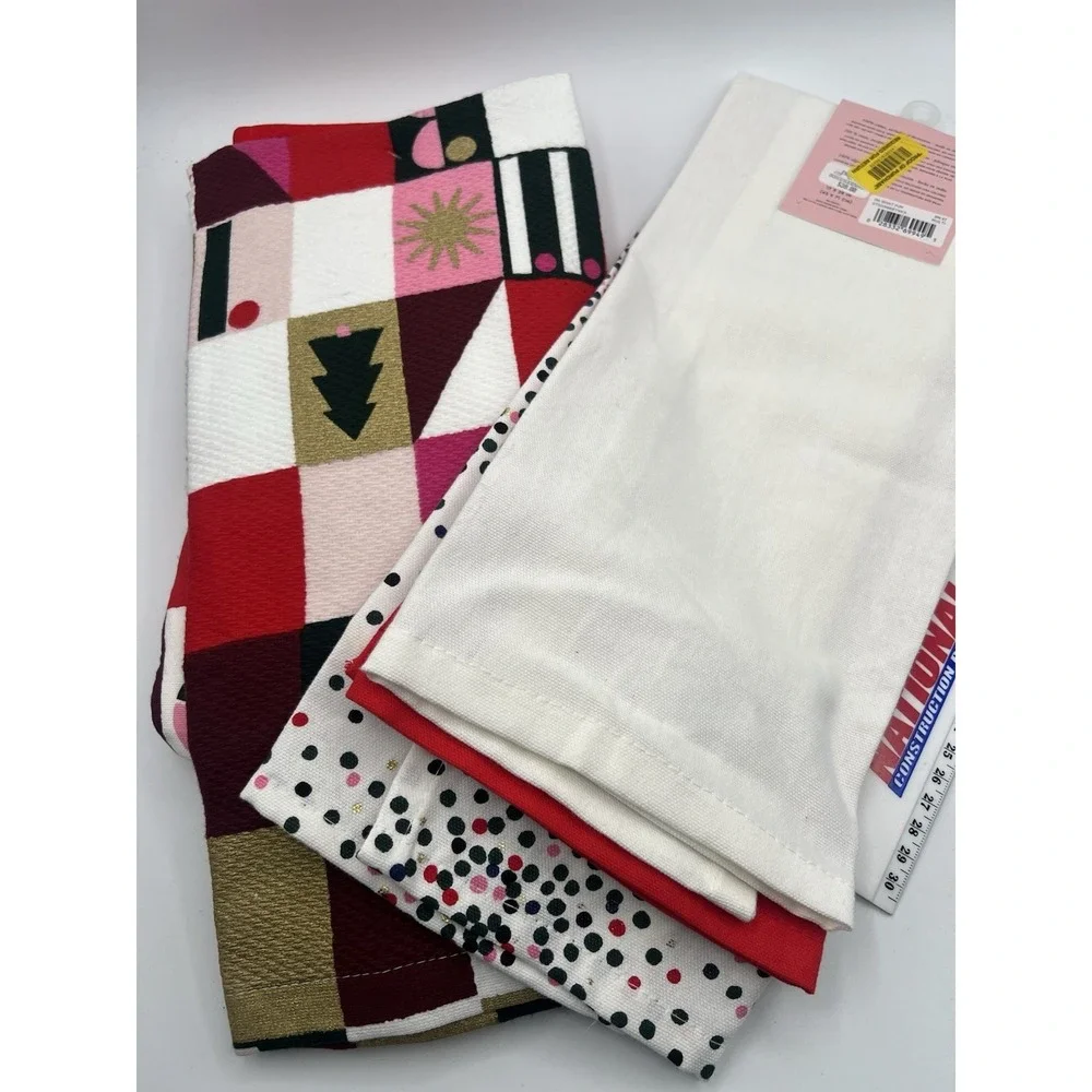 Lot Of 3 Kate Spade OH WHAT FUN 3 Piece Kitchen Towel Set‎ Holiday Christmas